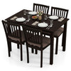5-piece dark brown dining table set featuring a rectangular table and 4 upholstered chairs, perfect for family meals.