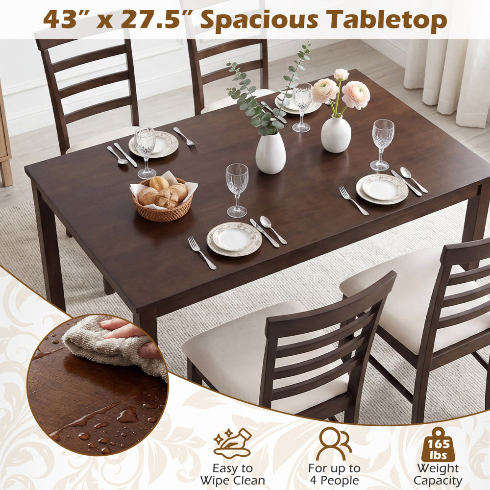 5-Piece Dining Table Set for 4 with Upholstered Chairs for Small Space and Dining Room - Gallery View 7 of 11