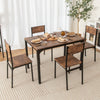 5 Piece Dining Table Set Industrial Style Kitchen Table and Chairs for 4-Rustic Brown - Gallery View 1 of 10