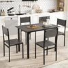 5-piece industrial style dining table set in grey, featuring a spacious table and four ergonomic chairs for versatile.
