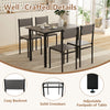 5-piece industrial style dining table set in grey, featuring a spacious table and ergonomic chairs for versatile use.