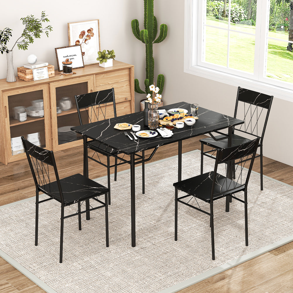 5-Piece Dining Table Set for 4 with Kitchen Table and 4 Dining Chairs-Black - Gallery View 1 of 10