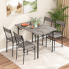 5-piece dining table set in gray with a sturdy metal frame, ideal for family gatherings in small spaces.