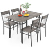 5-piece dining table set in cement gray with 4 chairs, perfect for family gatherings in small spaces.