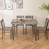 5-piece dining table set in cement gray with 4 chairs, perfect for small rooms and family gatherings.