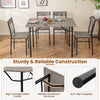 5-piece gray dining table set with metal frame and 4 chairs, perfect for family gatherings in small spaces.