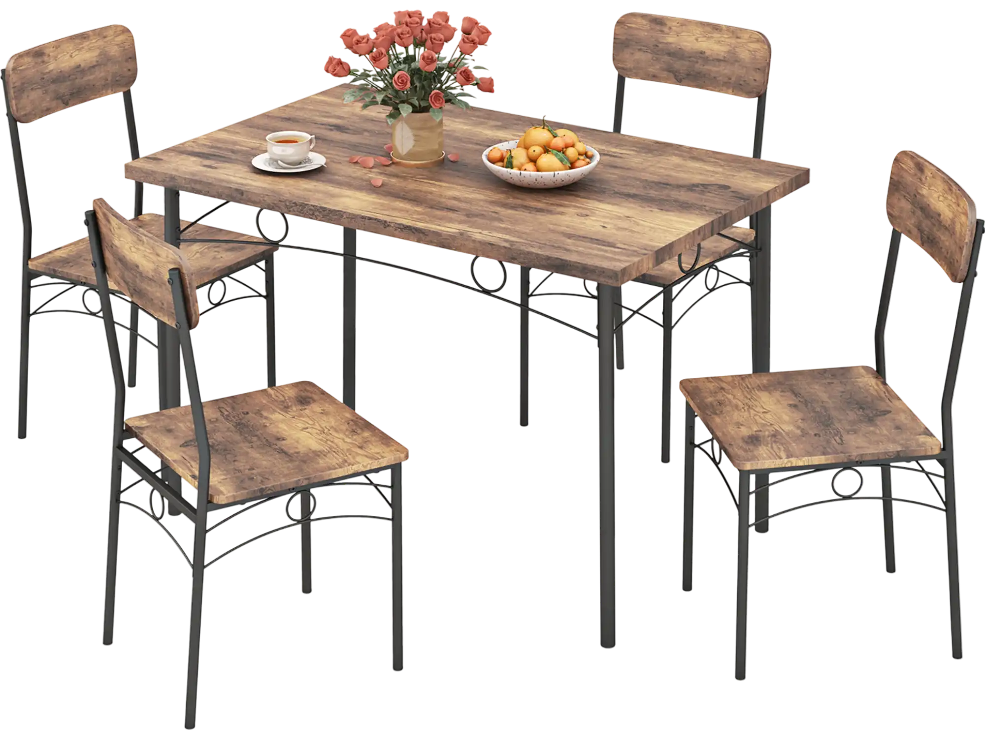 Costway 5-Piece Industrial Dining Table Set for 4 Small Space Apartment 23415276 New