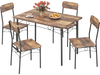 5-piece industrial dining table set with brown veneered MDF top and metal legs, ideal for small apartments and.