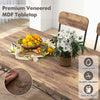 Brown veneered MDF tabletop with waterproof surface, featuring a 5-piece industrial dining set for small spaces.