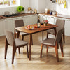Light brown 5-piece kitchen table set with upholstered chairs, featuring padded seats for comfort and a farmhouse style.
