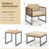 Acacia wood chair with soft cushions and metal frame, ideal for outdoor use in backyard or poolside settings.