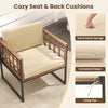 Cozy acacia wood chair with beige cushions, featuring a metal frame and zipper design for easy cleaning, ideal for.
