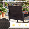 Mix brown PE rattan chair with soft sponge cushion and ergonomic armrests, ideal for outdoor relaxation.