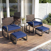 5-Piece Patio Conversation Set with 2 Ottomans and Tempered Glass Side Table-Navy - Gallery View 1 of 11