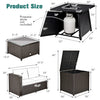 5-piece patio furniture set featuring a black propane fire pit table with removable lid and soft cushions for outdoor.