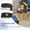 Tempered glass tabletop side table with 3 suction cups, part of a 5-piece patio furniture set for outdoor use.