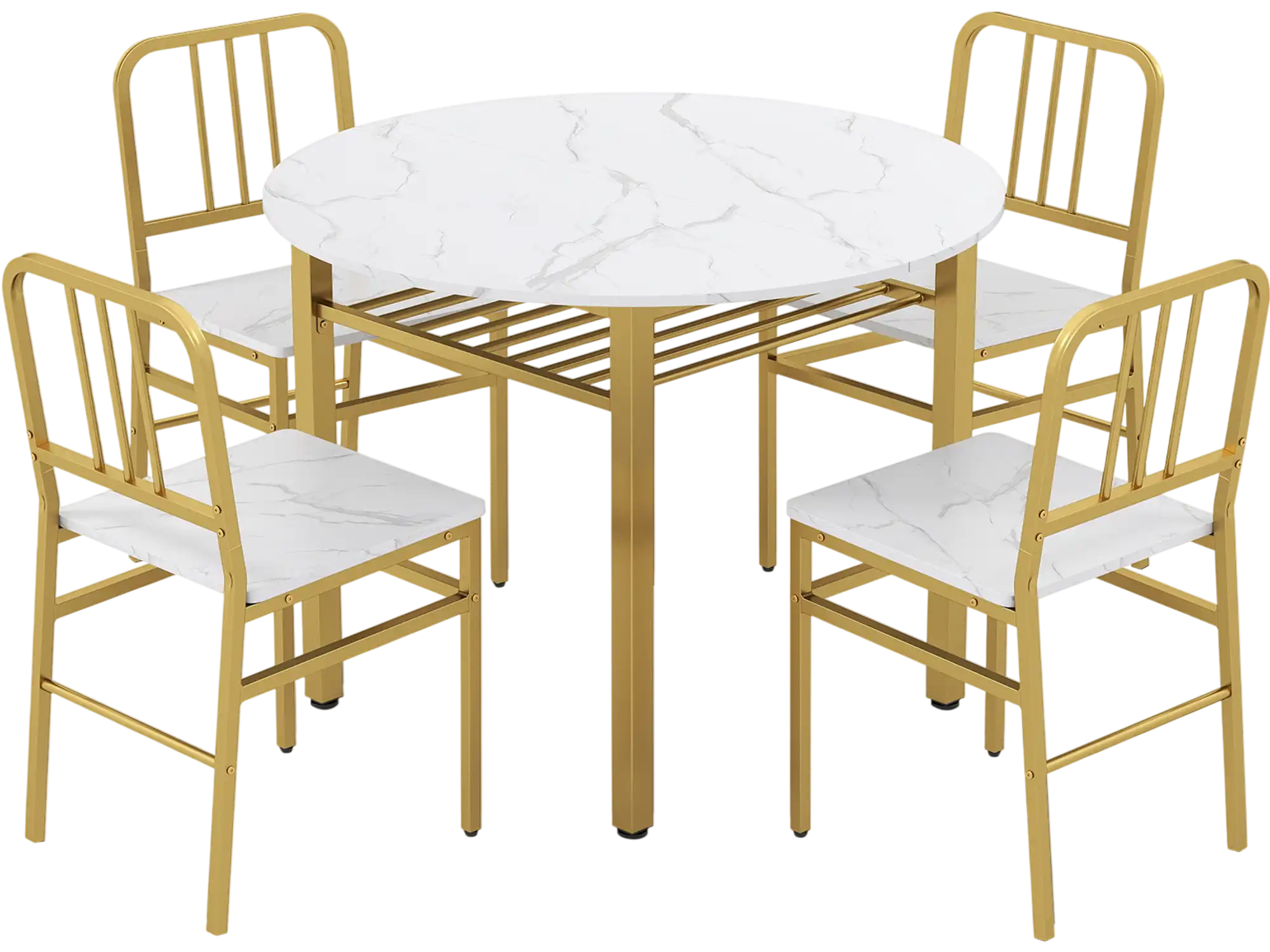 Costway 5-Piece Round Dining Table Set w/ Storage Shelf 44905125 New