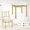 5-piece round dining table set with a 40" white marble top, metal frame, and lower storage shelf for dining rooms.