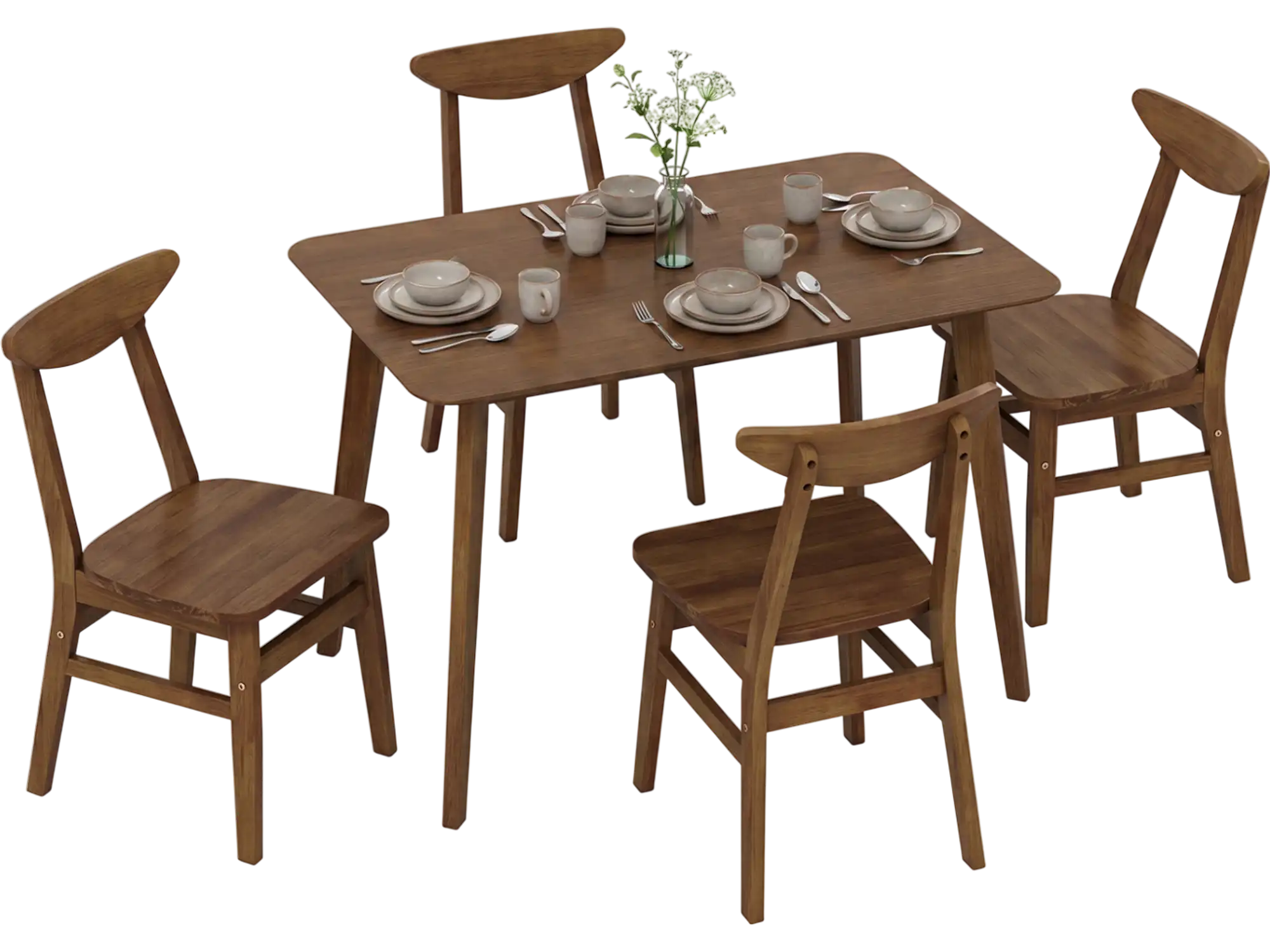 Costway 5-Piece Solid Wood Dining Table Set Small Space 49529782 New