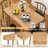 Rectangular dining table with wood-like veneer, thickened board, and four armless chairs for space-saving kitchen use.