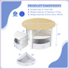 Round toddler nesting table with 4 storage stools, natural finish, ideal for art and play activities, space-saving.