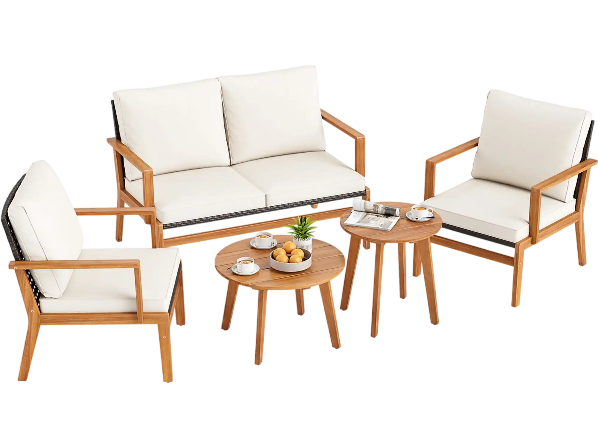 Costway 5-Piece Acacia Wood Patio Furniture Set 87901812 New