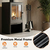 5-piece fireplace tool set with aluminum handles, featuring a heat-resistant metal frame for indoor and outdoor use.
