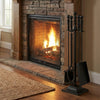 Ergonomic tongs from the 5-piece fireplace tool set with aluminum handles, ensuring safe and comfortable use near.