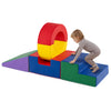 Colorful 5-piece kids climbing toy set with PU leather cover, featuring shapes for climbing, sliding, and crawling.