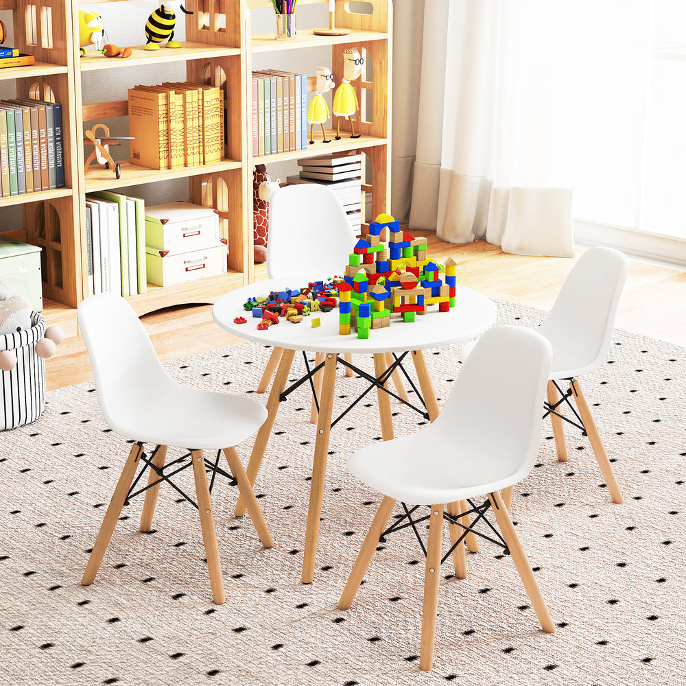 5 Pieces Kids Mid-Century Modern Table Chairs Set - Gallery View 1 of 10