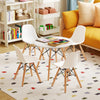 Mid-century modern kids' table and four chairs set with wood legs, ergonomic design, perfect for play and creativity.