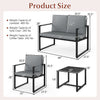 Product size chart showing dimensions for 5 Pieces Living Room Set with 2 Accent Chairs and 2 Coffee Tables in gray.