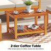 2-tier coffee table in acacia wood, offering ample space for drinks and snacks, perfect for outdoor patio use.