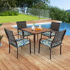 5-piece patio dining set featuring 4 cushioned rattan armchairs and a 35" square table, perfect for outdoor dining.
