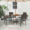5-piece patio dining set featuring 4 cushioned rattan armchairs and a 35" square table, perfect for outdoor relaxation.