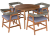 5 Pieces Patio Dining Set with Cushions and PE Rattan Backrest for Garden and Backyard 