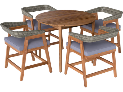 Costway 5-Piece Patio Dining Set w/ Cushions PE Rattan Backrest Garden Backyard 267834195 New