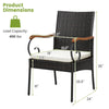 Patio dining chair with detachable cushion, made of PE rattan and acacia wood, designed for comfort and elegance.