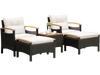 5 Pieces Patio Conversation Set with Cushions Coffee Table and 2 Ottomans