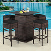 5 Pieces Patio Rattan Bar Furniture Set with Cushions and Hidden Storage Shelf-Black - Gallery View 1 of 10