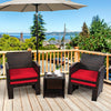 5 Pieces Patio Rattan Furniture Set with Ottoman and Tempered Glass Coffee Table-Red - Gallery View 1 of 11