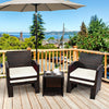 5 Pieces Patio Rattan Furniture Set with Ottoman and Tempered Glass Coffee Table-White - Gallery View 1 of 11