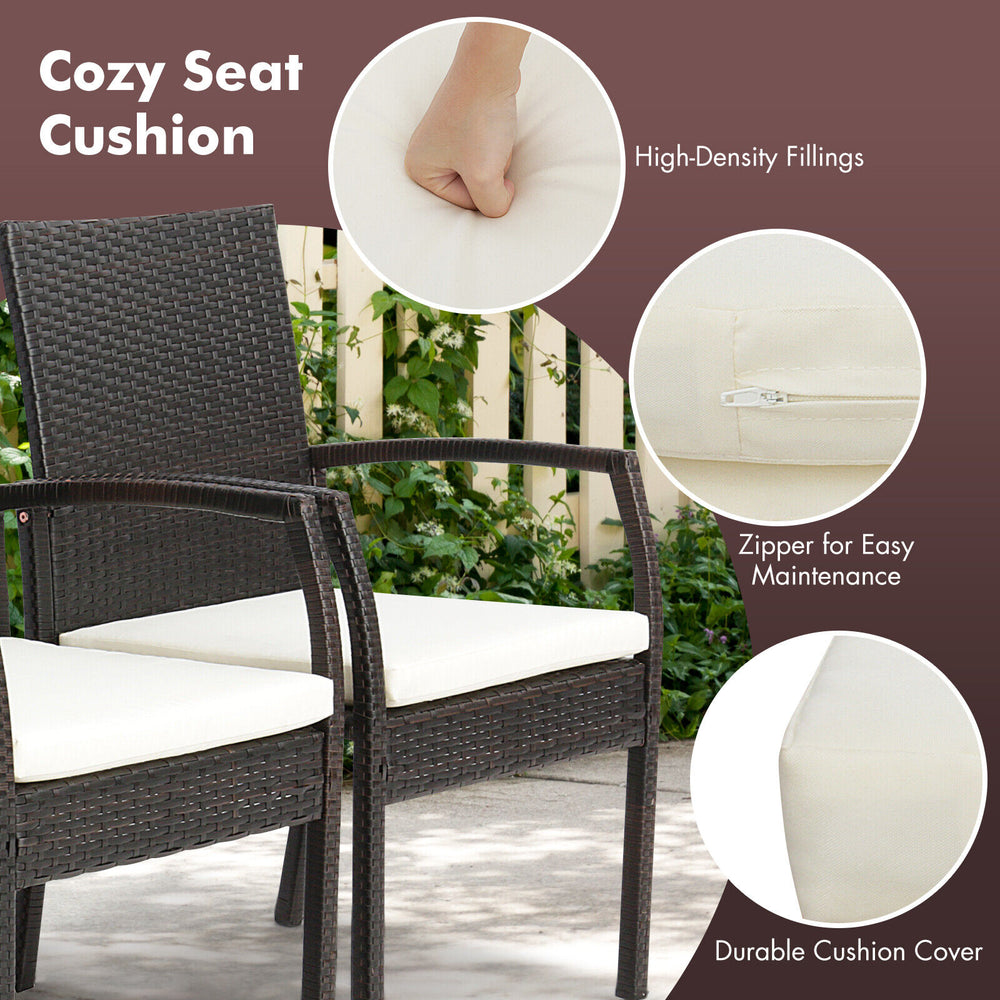 Cozy seat cushion with high-density fillings and zipper for easy maintenance, designed for the 5-piece patio dining set.