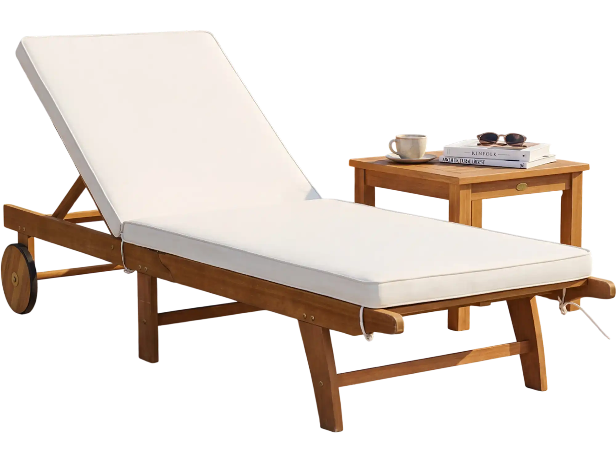 Costway 5-Position Adjustable Patio Chaise Lounge w/ Cushion & Wheels 11132056 New