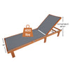 Adjustable outdoor wood chaise lounge chair with breathable fabric, 400 lbs capacity, ideal for patio and poolside.