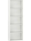 5-shelf white storage bookcase with sturdy boards, ideal for books and decor in modern living rooms or offices.