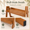 5-tier bamboo ladder shelf in brown features anti-falling barriers and rounded corners, ideal for home storage and display.