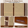 Bamboo shoe cabinet featuring woven PE rattan doors, sliding access, and ample storage for entryway organization.