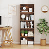 5-tier rustic brown bookshelf showcasing decorative items and books, perfect for enhancing your living room or office.