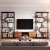 5-tier tall etagere bookshelf in rustic brown with open storage shelves, ideal for living room or study display.